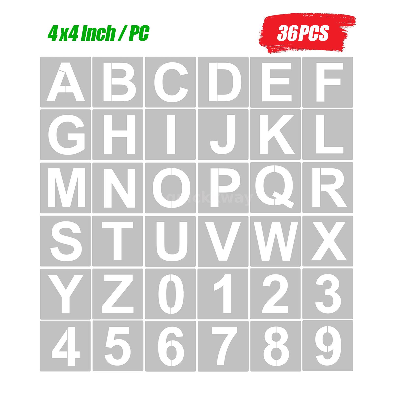 36pcs 4 Inch Alphabet Letters & Numbers Stencils PET Art for Painting ...