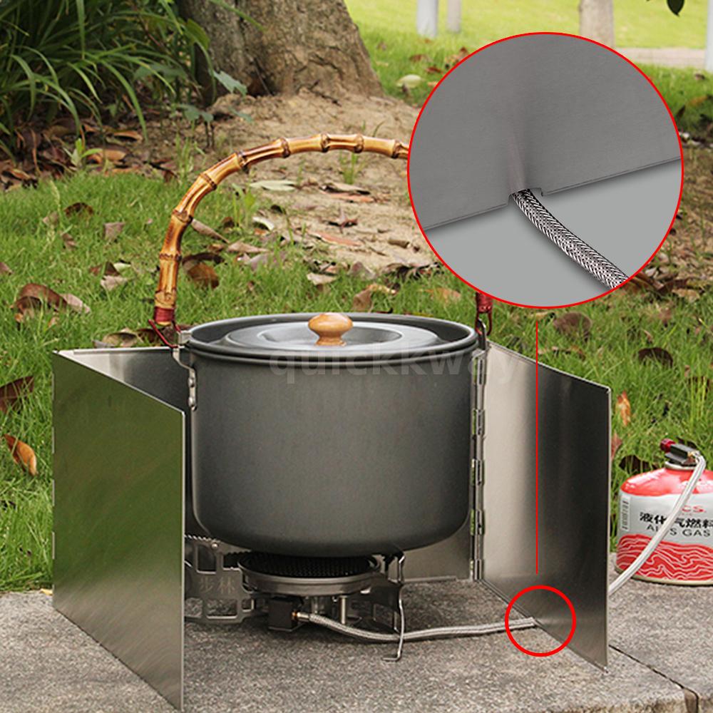 Outdoor Camping Stove Windshield Fold Portable Picnic Cooking Burner Windscreen Ebay